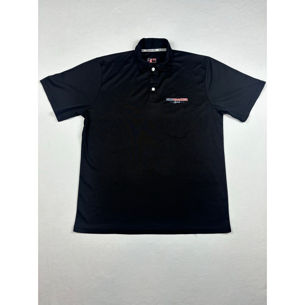 Men's Polo Shirt‎ L Black Athletic Firecracker Sports